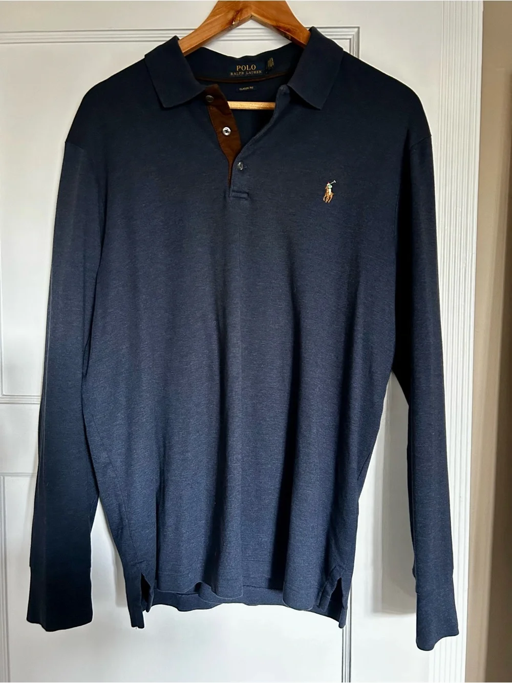 Polo Ralph Lauren Dark Navy Long Sleeve Polo Shirt Classic Fit Size Large